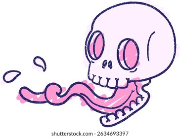Spooky Skull Chalk Drawing in bright neon colors