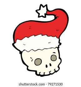 cráneo espeluznante con sombrero de navidad
