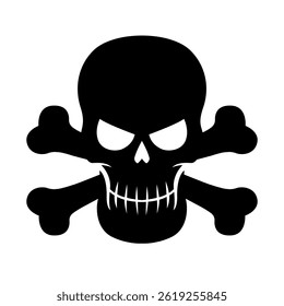 Spooky skull and crossbones dark silhouette vector