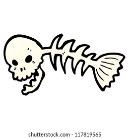 spooky skull fish bones cartoon