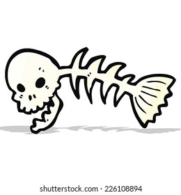 caricatura de huesos de pescado de cráneo espeluznante