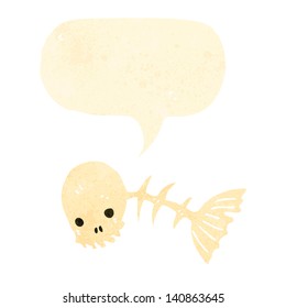 spooky skull fish bones retro cartoon