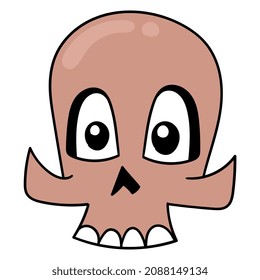 spooky skull ghost head, vector illustration carton emoticon. doodle icon drawing