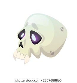 Spooky skull halloween decoration. Vector cartoon Illustration isolated on white.