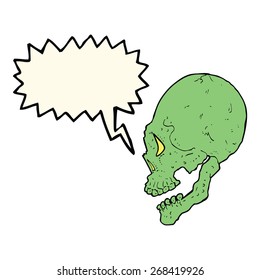 espeluznante ilustración del cráneo con burbuja de habla