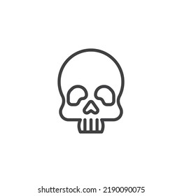 Spooky skull line icon. linear style sign for mobile concept and web design. Halloween skeleton outline vector icon. Symbol, logo illustration. Vector graphics