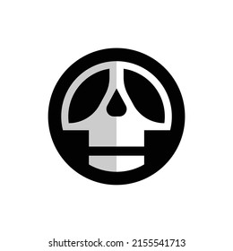 spooky skull logo in black circle