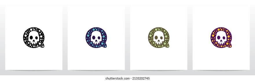 Spooky Skull On Letter Logo Design Q