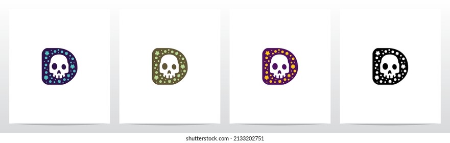 Spooky Skull On Letter Logo Design D