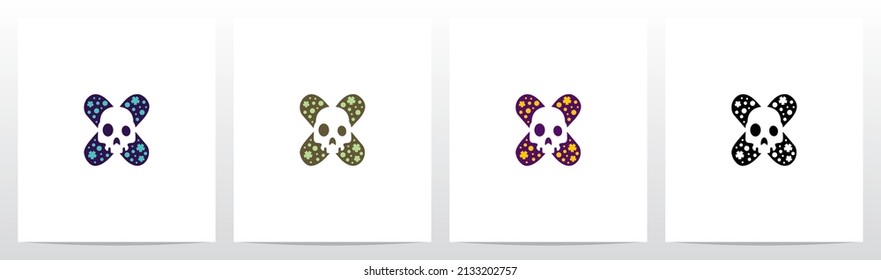 Spooky Skull On Letter Logo Design X