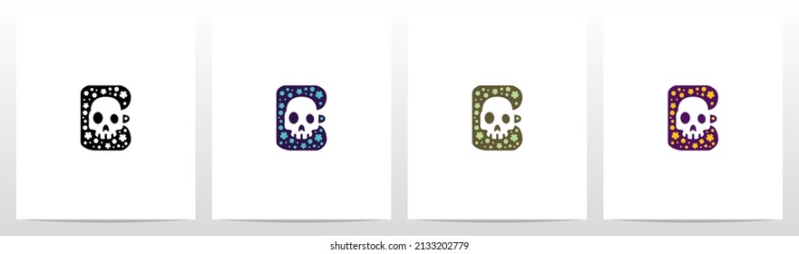Spooky Skull On Letter Logo Design E