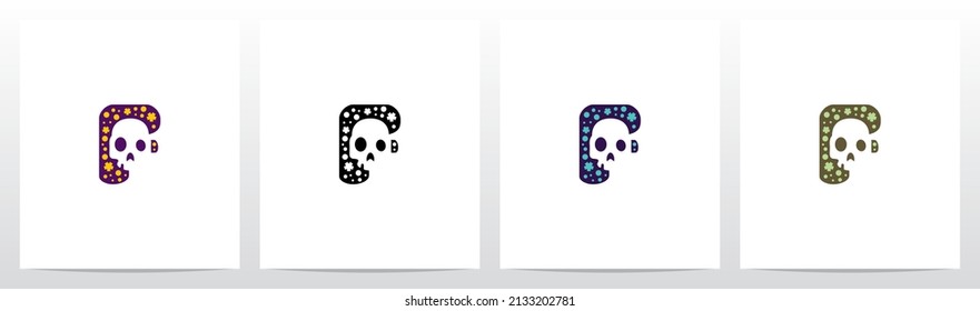 Spooky Skull On Letter Logo Design F