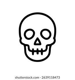Spooky skull stares blankly ahead. Icon symbol illustration
