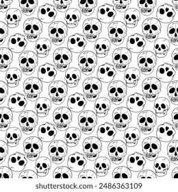 Spooky Skulls Seamless Vector Pattern Design