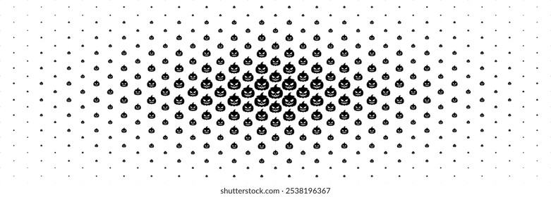 spooky sorriso abóboras pretas ou jack o lanterna espalhar do centro para padrão e fundo.