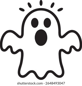 Espectro assustador Uma simples ilustração fantasma preto e branco pronto para assombrar seus projetos de Halloween com um toque de medo fantástico