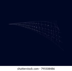 Spooky spider cobweb isolated icon on dark background. Abstract design element for halloween holiday banners decoration, web silhouette vector illustration.