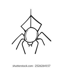 Spooky spider halloween doodle hand drawing isolated. Vector illustration