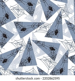 Spooky Spider In Triangle Shape Vector Graphic Art Seamless Pattern can be use for background and apparel design