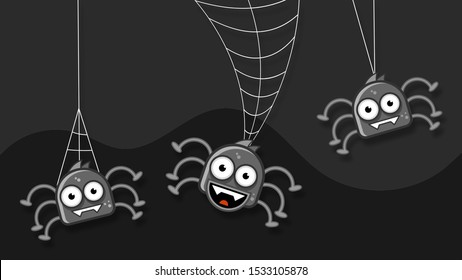 Spooky Spider Web In A Fun Way Vector Illustration