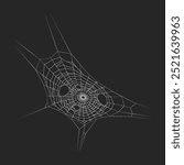 Spooky spider web with holes realistic vector icon. Halloween party decor adding mystery and danger 3d object illustration on black background