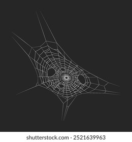 Spooky spider web with holes realistic vector icon. Halloween party decor adding mystery and danger 3d object illustration on black background