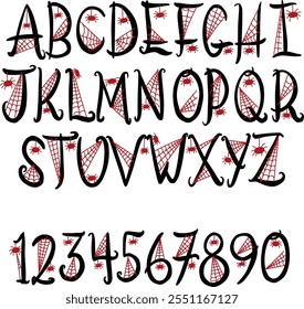 Spooky Spider Web Lettering Font Spiderweb Halloween ABC Letters