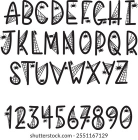 Spooky Spider Web Lettering Font Spiderweb Halloween ABC Letters