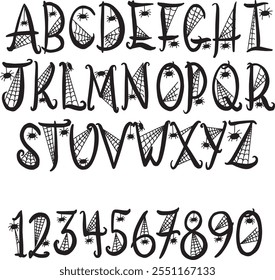 Spooky Spider Web Lettering Font Spiderweb Halloween ABC Letters