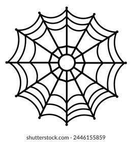 Spooky spider web outline vector, ideal for Halloween and creepy-themed projects.