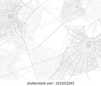 spooky spider web silhouette design - black and white halloween theme vector background