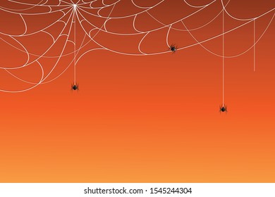 Spooky spider Welcome halloween on orange background vector illustration isolated