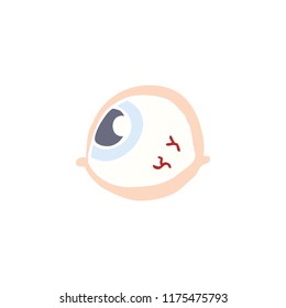 spooky staring eyeball flat color style cartoon