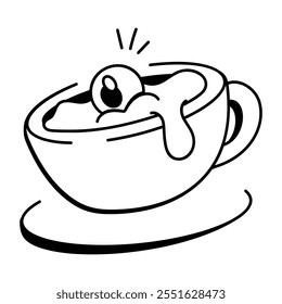 A spooky tea icon designed in doodle style 

