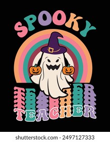 SPOOKY TEACHER VECTOR TSHIRT DESIGN