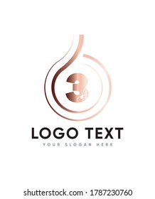 Spooky themed number type 3 logo template, vector logo for business and company identity 