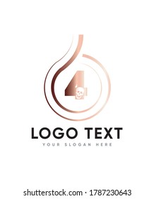 Spooky themed number type 4 logo template, vector logo for business and company identity 