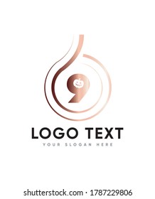 Spooky themed number type 9 logo template, vector logo for business and company identity 