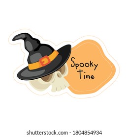 Spooky time sticker for Halloween holiday. Vector illustration.