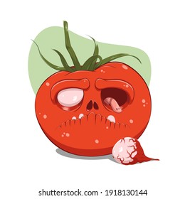 Spooky tomato.  Funny character vegetable.