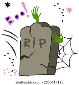 Spooky tombstone Halloween Doodle vector Illustration