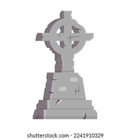 Spooky tombstone vector illustration. Drawing of RIP gravestone for Halloween, cemetery or tomb, stone crosses on white background. Halloween, funeral concept