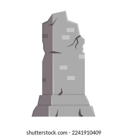 Spooky tombstone vector illustration. Drawing of RIP gravestone for Halloween stone on white background. Halloween, funeral concept