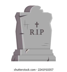 Spooky tombstone vector illustration. Gravestone for Halloween, cemetery or tomb, stone crosses on white background. Halloween, funeral concept