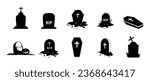 Spooky tombstone vector illustration. RIP gravestone for Halloween, cemetery or tomb, stone crosses on white background. Halloween, funeral concept design.
