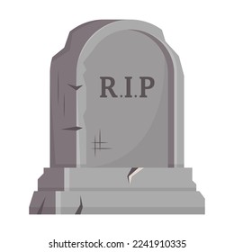 Spooky tombstone vector illustration. RIP gravestone for Halloween, cemetery or tomb, stone crosses on white background. Halloween, funeral concept