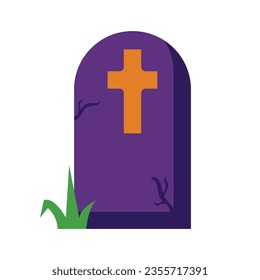 Spooky tombstone vector illustration. RIP gravestone for Halloween, cemetery or tomb, stone crosses on white background. Halloween, funeral concept