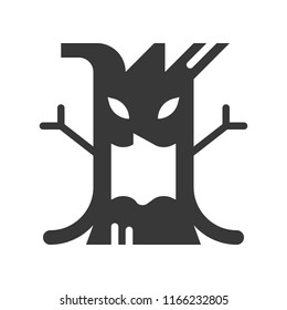 spooky tree halloween character design icon