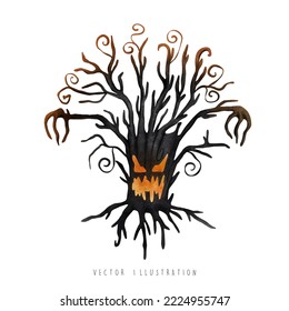spooky tree, halloween element, vector illustration