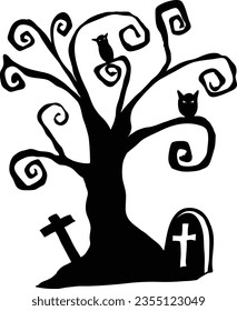 Spooky tree halloween element vector